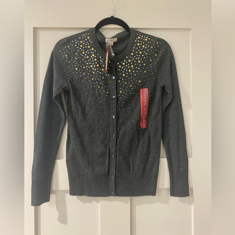 Merona cardigan distributed by target charcoal grey color with gems